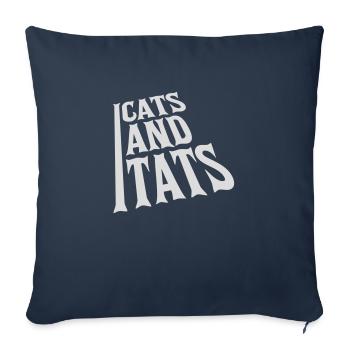 Citation de chats et de tats - Housse de coussin décorative 45 x 45 cm - bleu marine - Devant