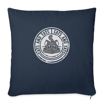 Citation de chats et de tats - Housse de coussin décorative 45 x 45 cm - bleu marine - Devant
