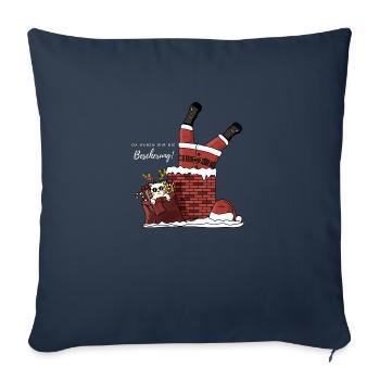 Noël - Dicton - Cadeaux - Chat - Housse de coussin décorative 45 x 45 cm - bleu marine - Devant