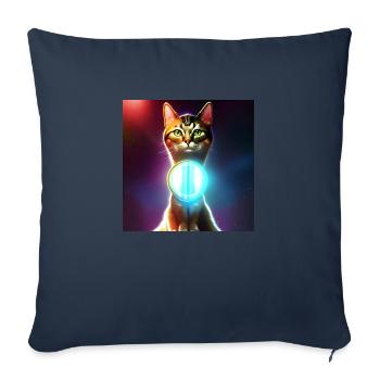 Le chat de l’univers - Housse de coussin décorative 45 x 45 cm - bleu marine - Devant