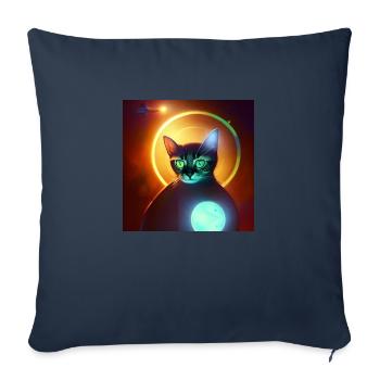 Le chat de l’univers - Housse de coussin décorative 45 x 45 cm - bleu marine - Devant