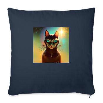 Le chat de l’univers - Housse de coussin décorative 45 x 45 cm - bleu marine - Devant