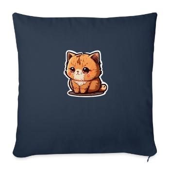 Kawaii Golden Brown Kitty - Sofa pillowcase 17,3'' x 17,3'' (45 x 45 cm) - navy - Front