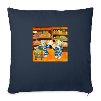 Teddy bears shopping for groceries in Japan ukiyo - Sofa pillowcase 17,3'' x 17,3'' (45 x 45 cm) - navy - Front