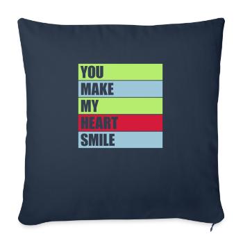 Faire sourire mon cœur - Housse de coussin décorative 45 x 45 cm - bleu marine - Devant