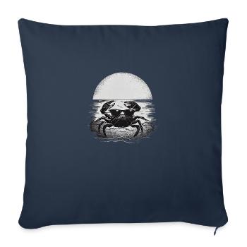 Coucher de soleil sur la plage avec du crabe élégant - Housse de coussin décorative 45 x 45 cm - bleu marine - Devant