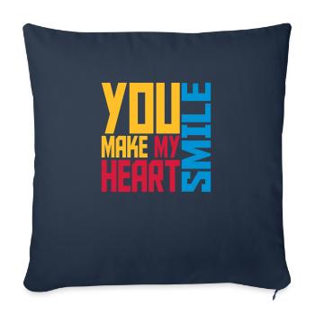 Faire sourire mon cœur - Housse de coussin décorative 45 x 45 cm - bleu marine - Devant