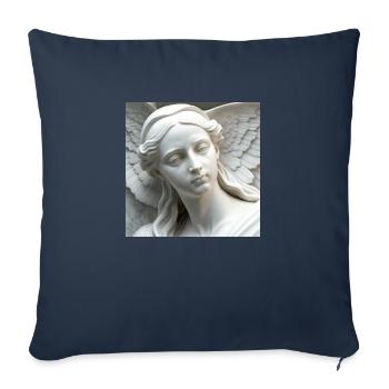 portrait beautiful young angel carved in marble - Sofa pillowcase 17,3'' x 17,3'' (45 x 45 cm) - navy - Front