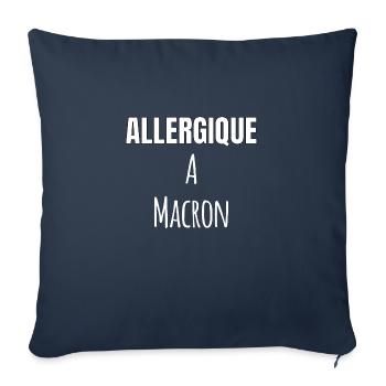 Allergique à Macron - Housse de coussin décorative 45 x 45 cm - bleu marine - Devant