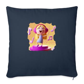 DRÔLE D’ILLUSTRATION MUSICALE FILLE 7 - Housse de coussin décorative 45 x 45 cm - bleu marine - Devant
