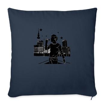 Sänger vor der Hamburger Skyline - Sofakissenbezug 45 x 45 cm - Navy - Vorne