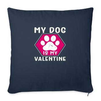Mon chien est mon Valentin - Housse de coussin décorative 45 x 45 cm - bleu marine - Devant