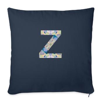 Letter Z in mandala - Sofa pillowcase 17,3'' x 17,3'' (45 x 45 cm) - navy - Front