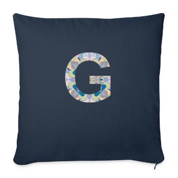 Lettre G en mandala - Housse de coussin décorative 45 x 45 cm - bleu marine - Devant