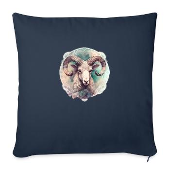 02 Signe du zodiaque Bélier ornement aquarelle coloré - Housse de coussin décorative 45 x 45 cm - bleu marine - Devant