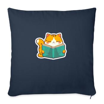 Autocollants mignons de mensonges et de sommeils de chat mignon - Housse de coussin décorative 45 x 45 cm - bleu marine - Devant