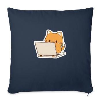 Süße niedliche Katze liegt und schläft Sticker - Sofakissenbezug 45 x 45 cm - Navy - Vorne