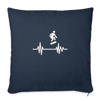 Skate Heartbeat - Cool Skateboard Design - Housse de coussin décorative 45 x 45 cm - bleu marine - Devant