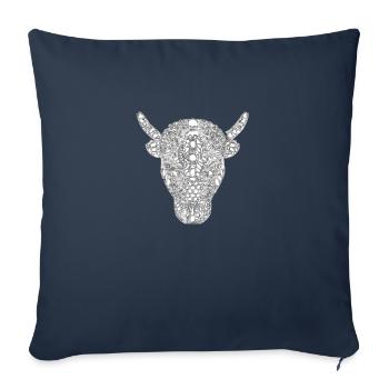 Zentangle cow's head - Sofa pillowcase 17,3'' x 17,3'' (45 x 45 cm) - navy - Front