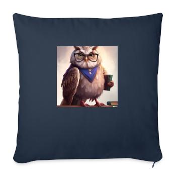 Owl as librarian digital art - Sofa pillowcase 17,3'' x 17,3'' (45 x 45 cm) - navy - Front