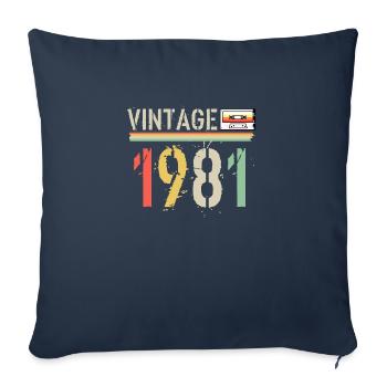 Cassette vintage 1981 - Housse de coussin décorative 45 x 45 cm - bleu marine - Devant