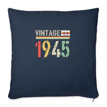 cassette vintage 1945 - Housse de coussin décorative 45 x 45 cm - bleu marine - Devant