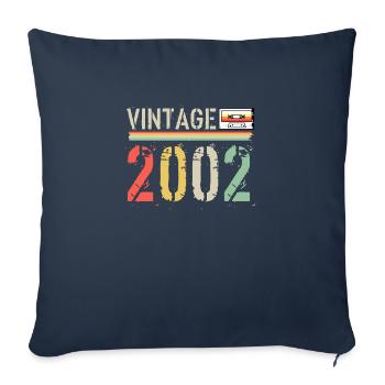 Cassette vintage 2002 - Housse de coussin décorative 45 x 45 cm - bleu marine - Devant