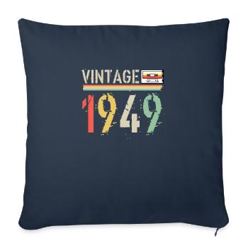 Cassette vintage 1949 - Housse de coussin décorative 45 x 45 cm - bleu marine - Devant