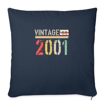 Cassette vintage 2001 - Housse de coussin décorative 45 x 45 cm - bleu marine - Devant