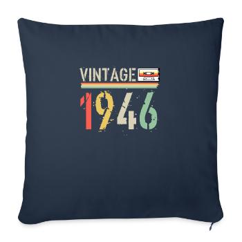 Cassette vintage 1946 - Housse de coussin décorative 45 x 45 cm - bleu marine - Devant