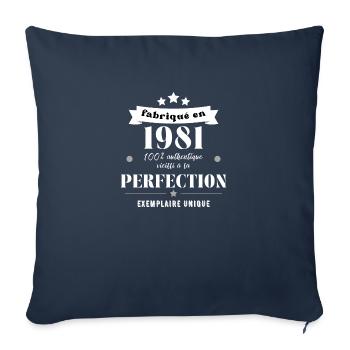 fabriqué en 1981 - Housse de coussin décorative 45 x 45 cm - bleu marine - Devant