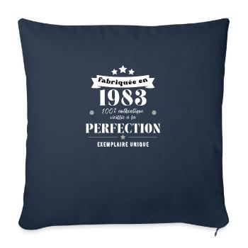 fabriquée en 1983 - Housse de coussin décorative 45 x 45 cm - bleu marine - Devant