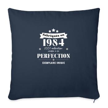 fabriquée en 1984 - Housse de coussin décorative 45 x 45 cm - bleu marine - Devant