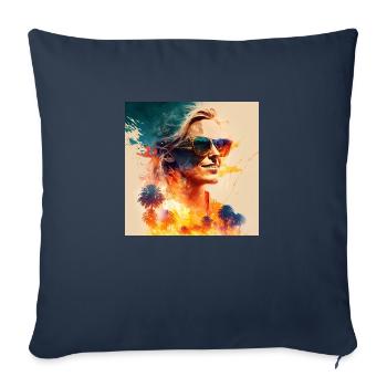 Une femme au soleil - Housse de coussin décorative 45 x 45 cm - bleu marine - Devant