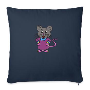 Mili la petite souris - Housse de coussin décorative 45 x 45 cm - bleu marine - Devant