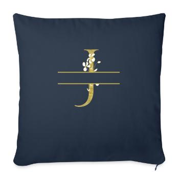 Personalized floral golden letter J - Sofa pillowcase 17,3'' x 17,3'' (45 x 45 cm) - navy - Front
