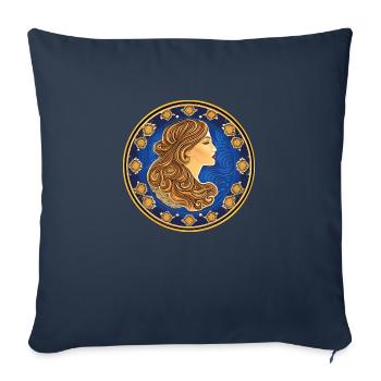 Woman Badge ArtNouvaue 09 - Sofakissenbezug 45 x 45 cm - Navy - Vorne