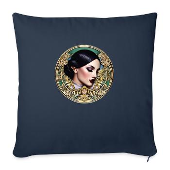 Woman Badge ArtNouvaue 14 - Sofakissenbezug 45 x 45 cm - Navy - Vorne
