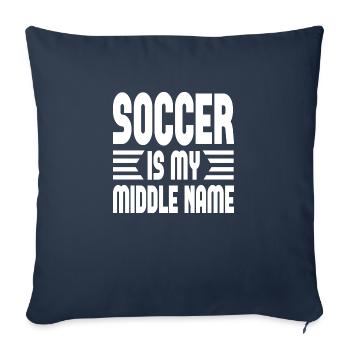 Le soccer est mon deuxième prénom - Housse de coussin décorative 45 x 45 cm - bleu marine - Devant