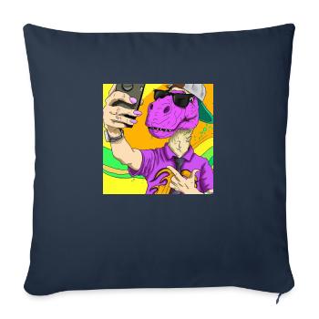 Un dinosaure cool fait un cadeau selfie - Housse de coussin décorative 45 x 45 cm - bleu marine - Devant