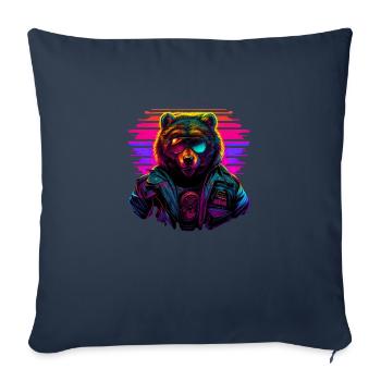 Retro Emblems - Animal - Pilot Bear - Sofa pillowcase 17,3'' x 17,3'' (45 x 45 cm) - navy - Front