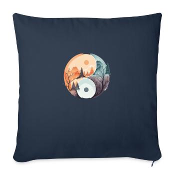 Ying Yang - Montagnes / Plage - Housse de coussin décorative 45 x 45 cm - bleu marine - Devant