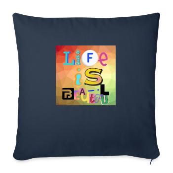 La vie est belle - Housse de coussin décorative 45 x 45 cm - bleu marine - Devant