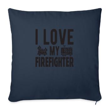 J’aime mon pompier - Housse de coussin décorative 45 x 45 cm - bleu marine - Devant