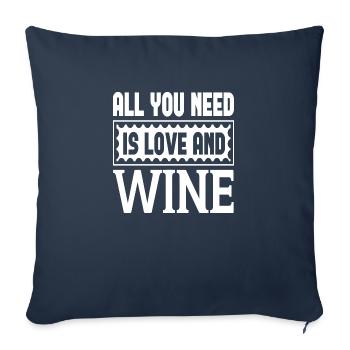 Tout ce dont vous avez besoin, c’est d’amour et de vin - Housse de coussin décorative 45 x 45 cm - bleu marine - Devant