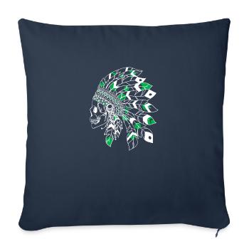 skull with white and green Indian headdress - Sofa pillowcase 17,3'' x 17,3'' (45 x 45 cm) - navy - Front