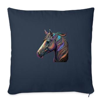 CHEVAL AU VENT - Housse de coussin décorative 45 x 45 cm - bleu marine - Devant
