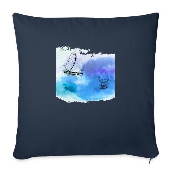 Aquarelle : Adventure Ocean - Housse de coussin décorative 45 x 45 cm - bleu marine - Devant