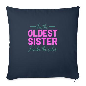 Je suis la sœur aînée je fais les règles - Housse de coussin décorative 45 x 45 cm - bleu marine - Devant