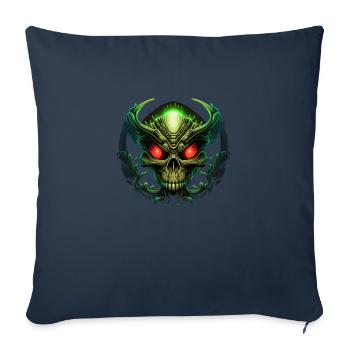 Schädel-Alien - Sofakissenbezug 45 x 45 cm - Navy - Vorne